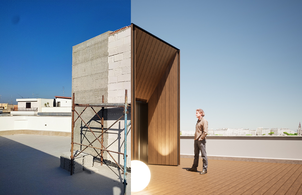terrazzo arredato: prima e dopo l'intervento